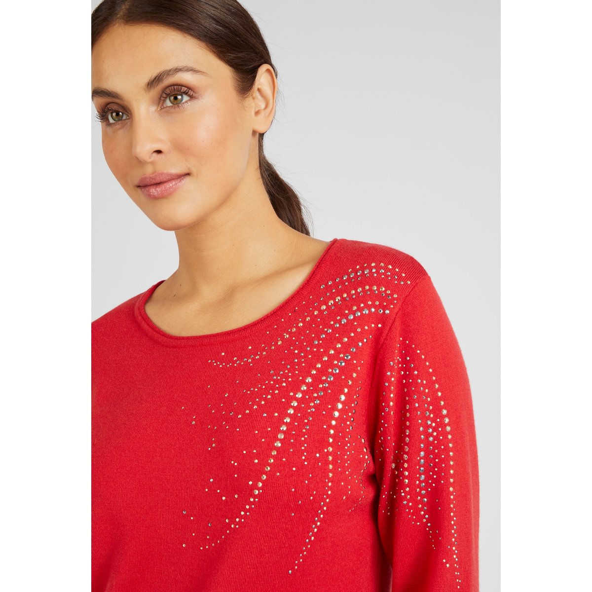 Pull à rivets fantaisie rouge, DAMART