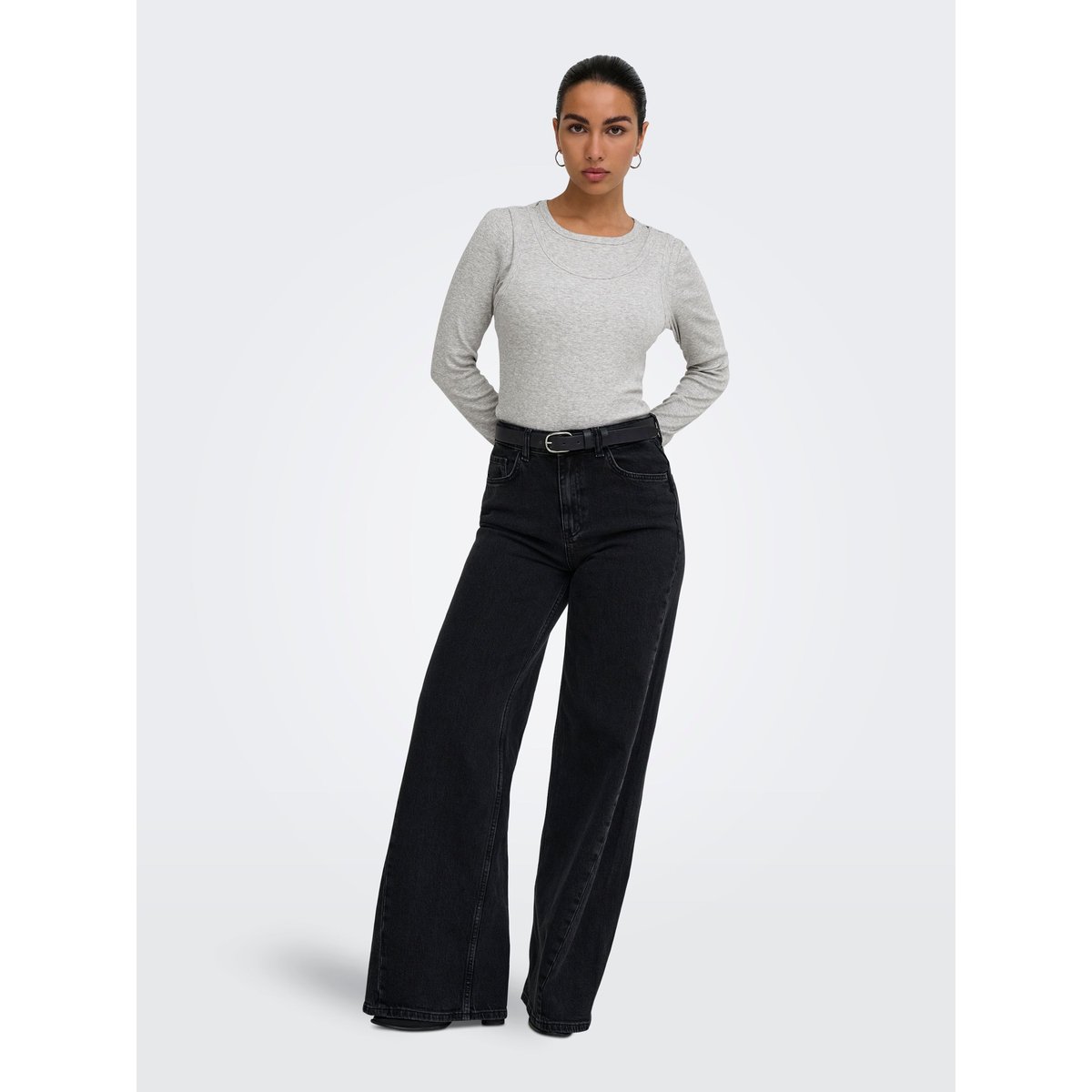 Top grise - light grey melange, ONLY