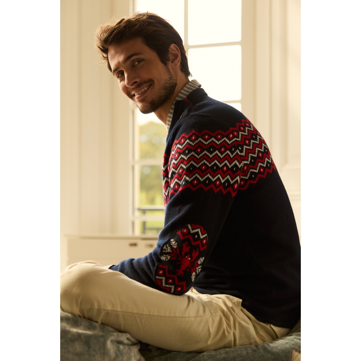 Pull de Noël en Homme NOEL rich navy/braise/nature, ARMOR-LUX