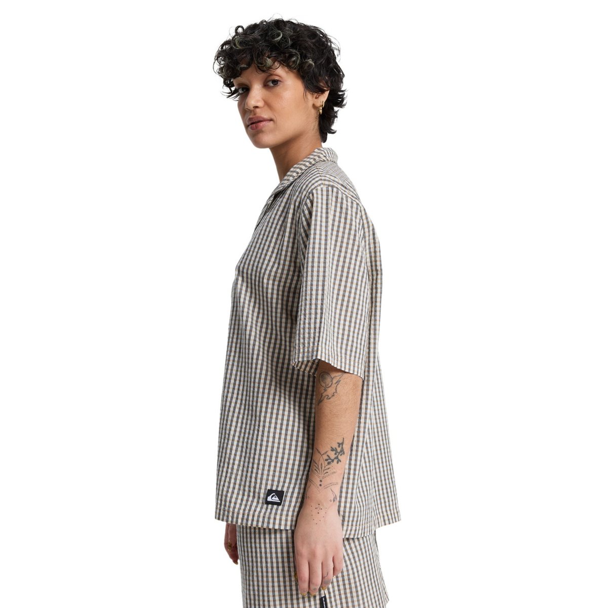 Chemise manches courtes LUDDEN marron khaki gingham qsw, QUIKSILVER