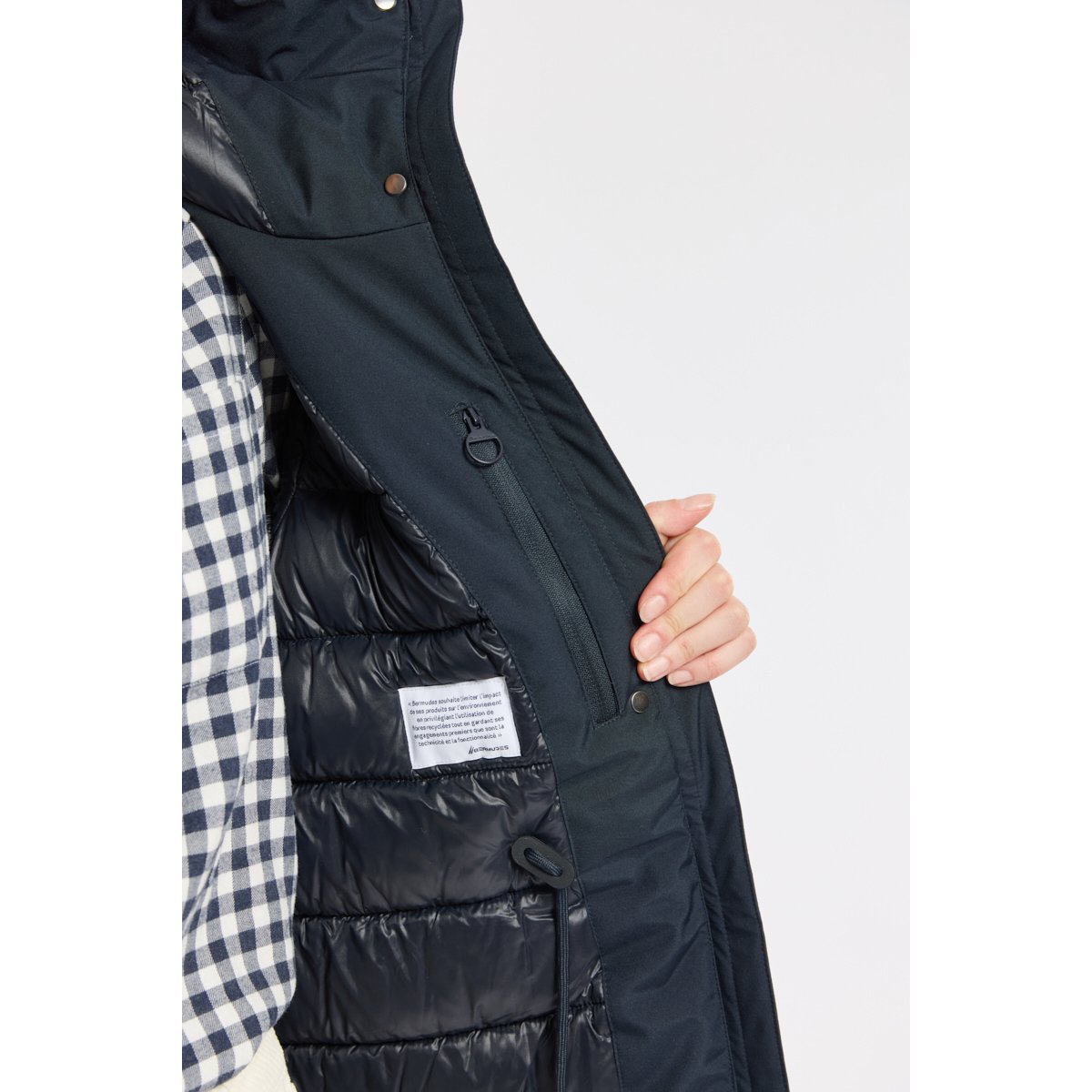 Parka longue BROSKOS - polyester recyclé marine, BERMUDES