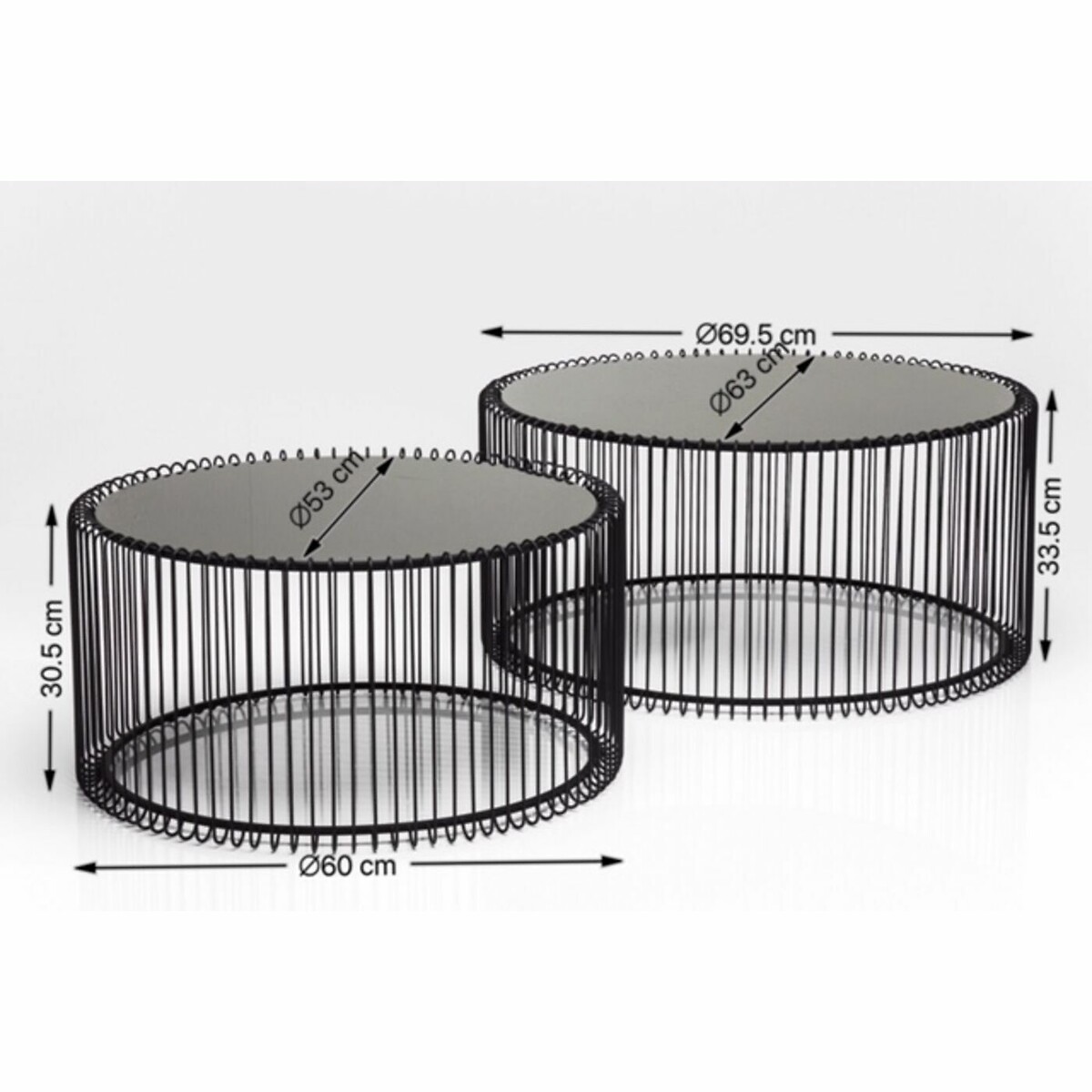 Tavolino da caffè Wire nero (2/set) nero , KARE DESIGN