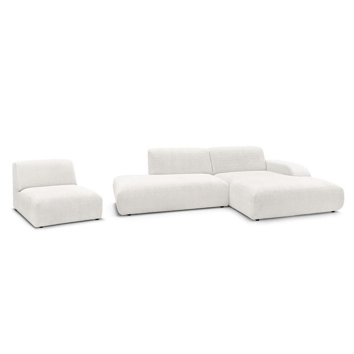 Canapé modulable 4 places en tissu texturé, SIRIUS blanc, BOBOCHIC
