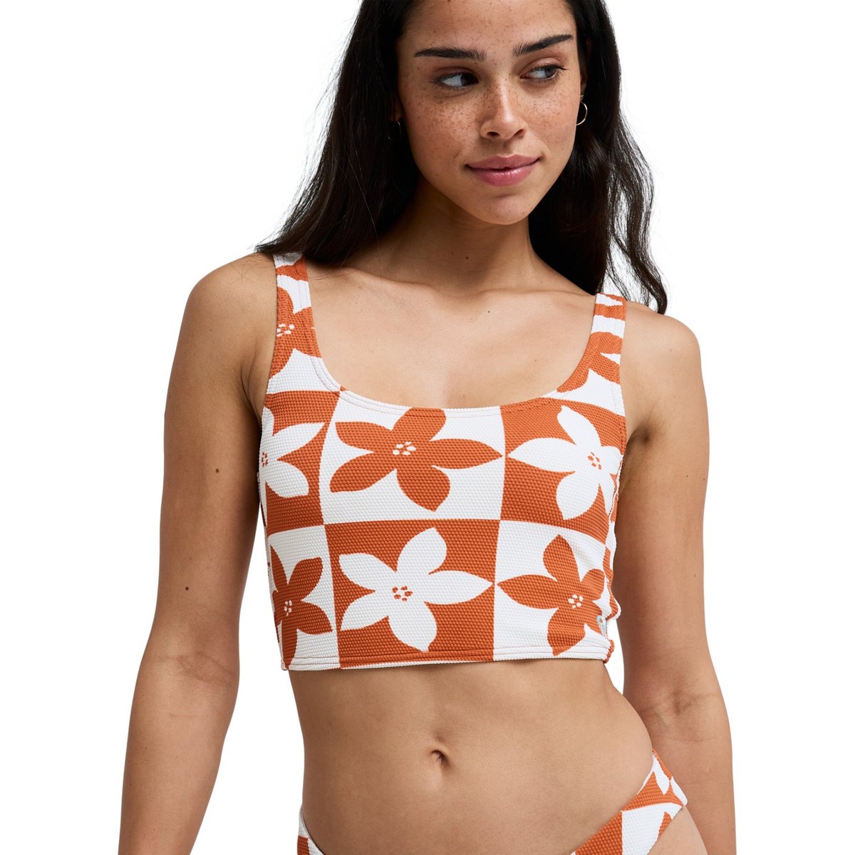 Haut de maillot de bain bikini tank HAZY DAYS TANK TOP. orange ginger spice flora, ROXY