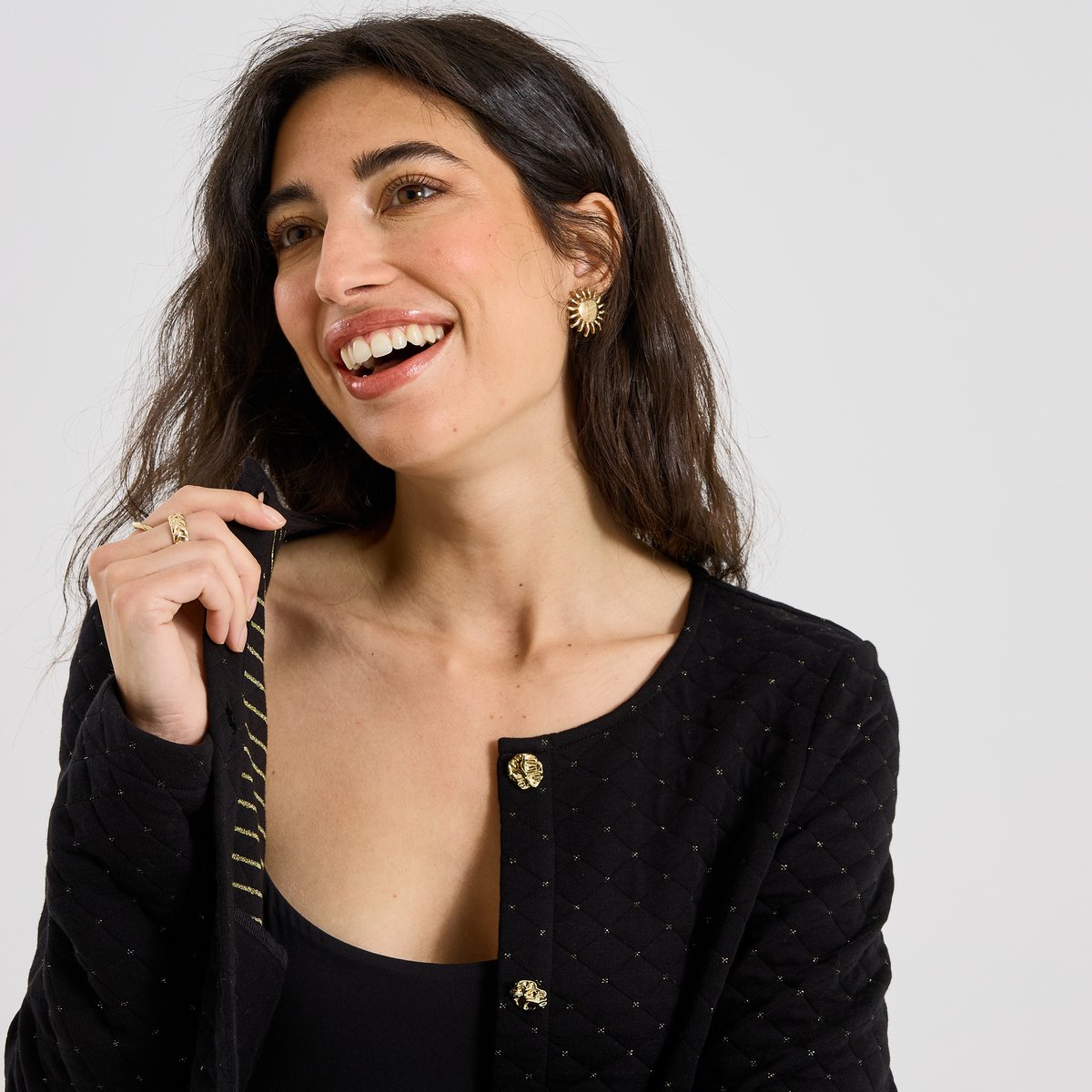 Veste matelassée en maille noir, GRAIN DE MALICE