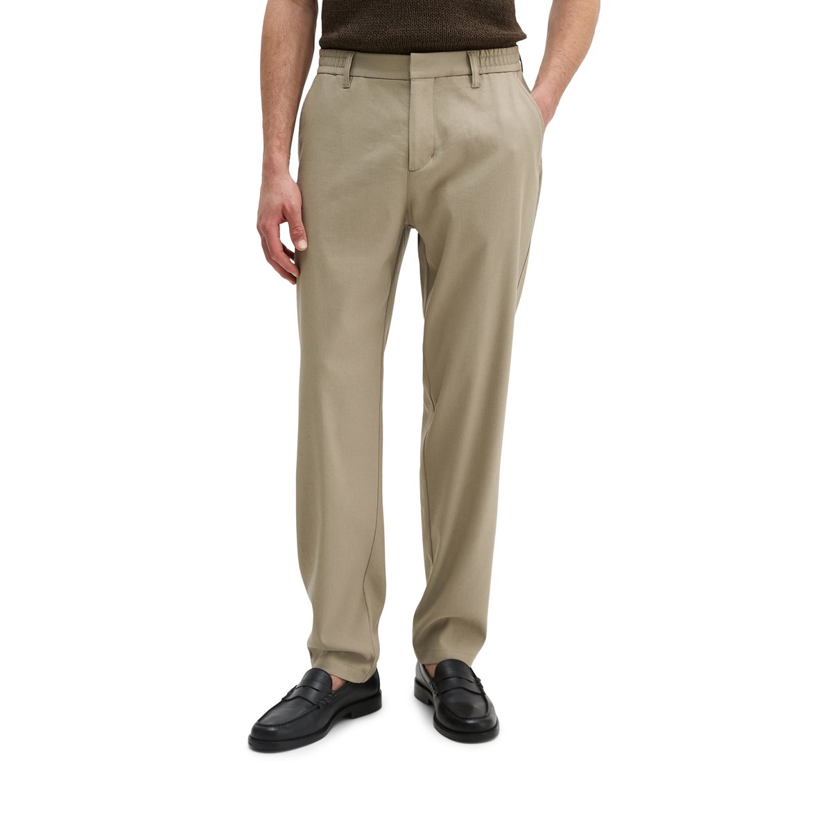 Chino modèle Belsbo Jogger relaxed en lin fonctionnel doux beige, MARC O'POLO