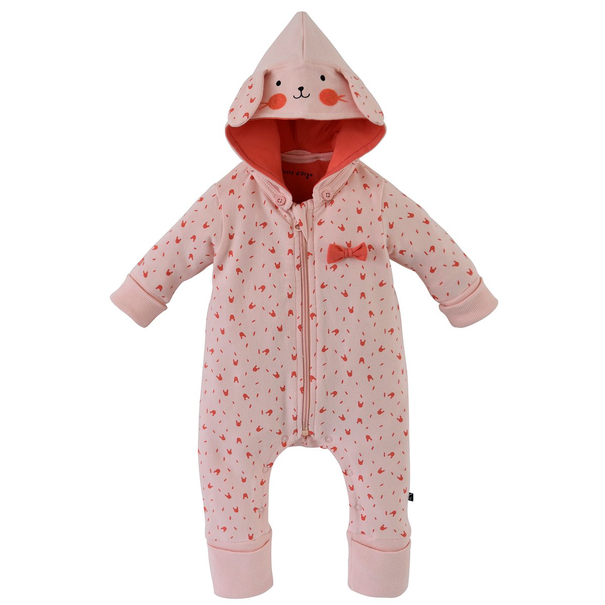 Combinaison a capuche bebe fille rose, SUCRE D'ORGE