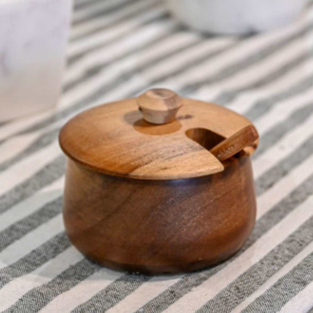 Pot à sucre ou sel en bois d'acacia 9.5x9.5x7.5cm bois, WADIGA