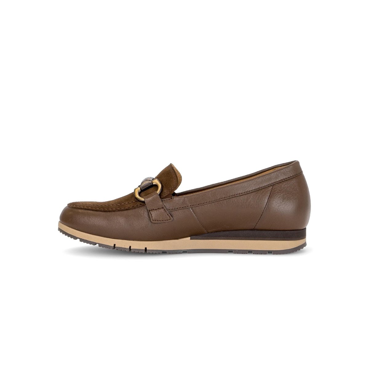 Mocassins en cuir lisse à talon compensé marron, GABOR