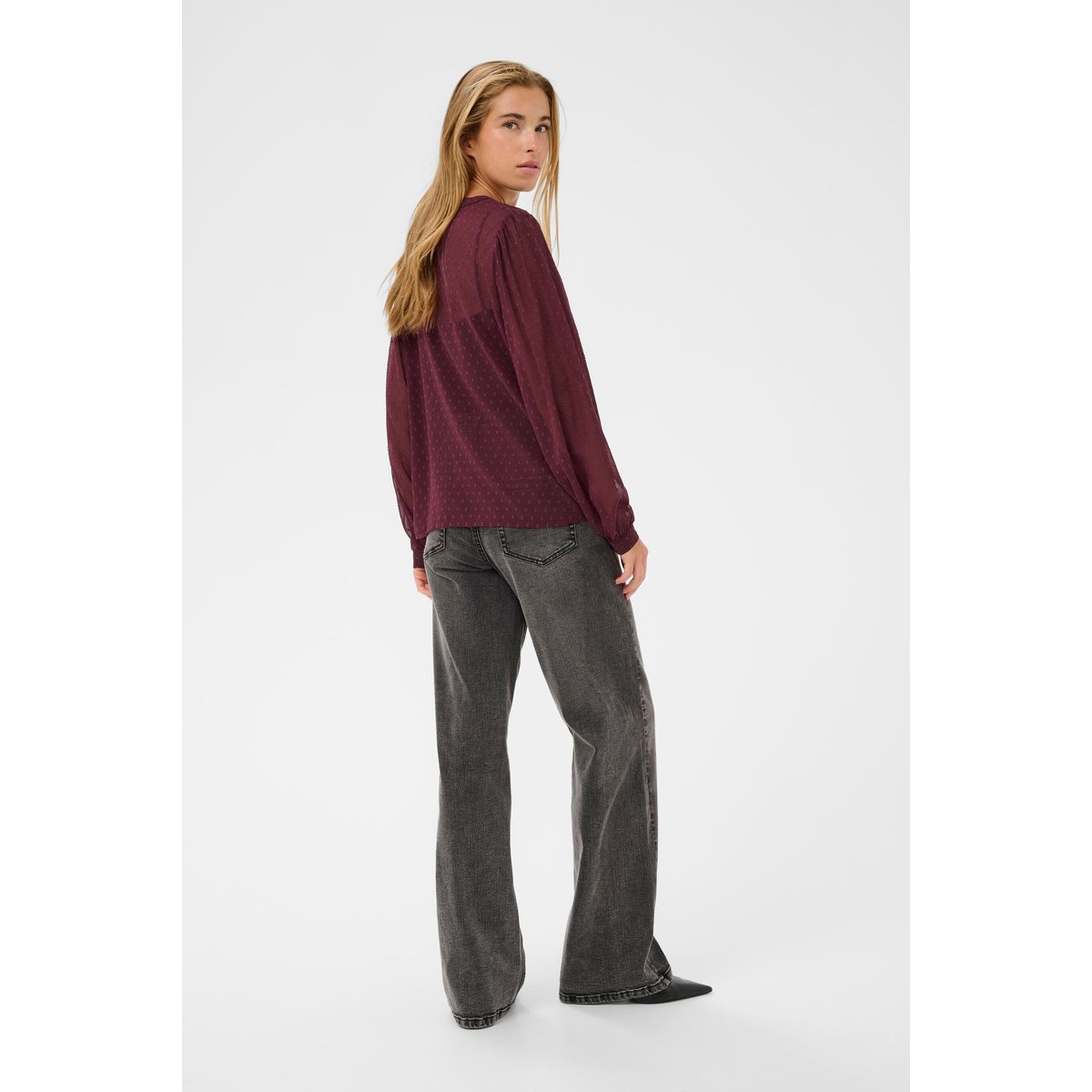Blouse à manches longues bordeaux, KAFFE