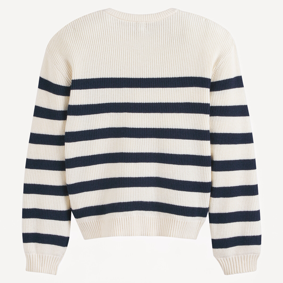Pull col rond rayé rayé écru/bleu marine, LA REDOUTE COLLECTIONS