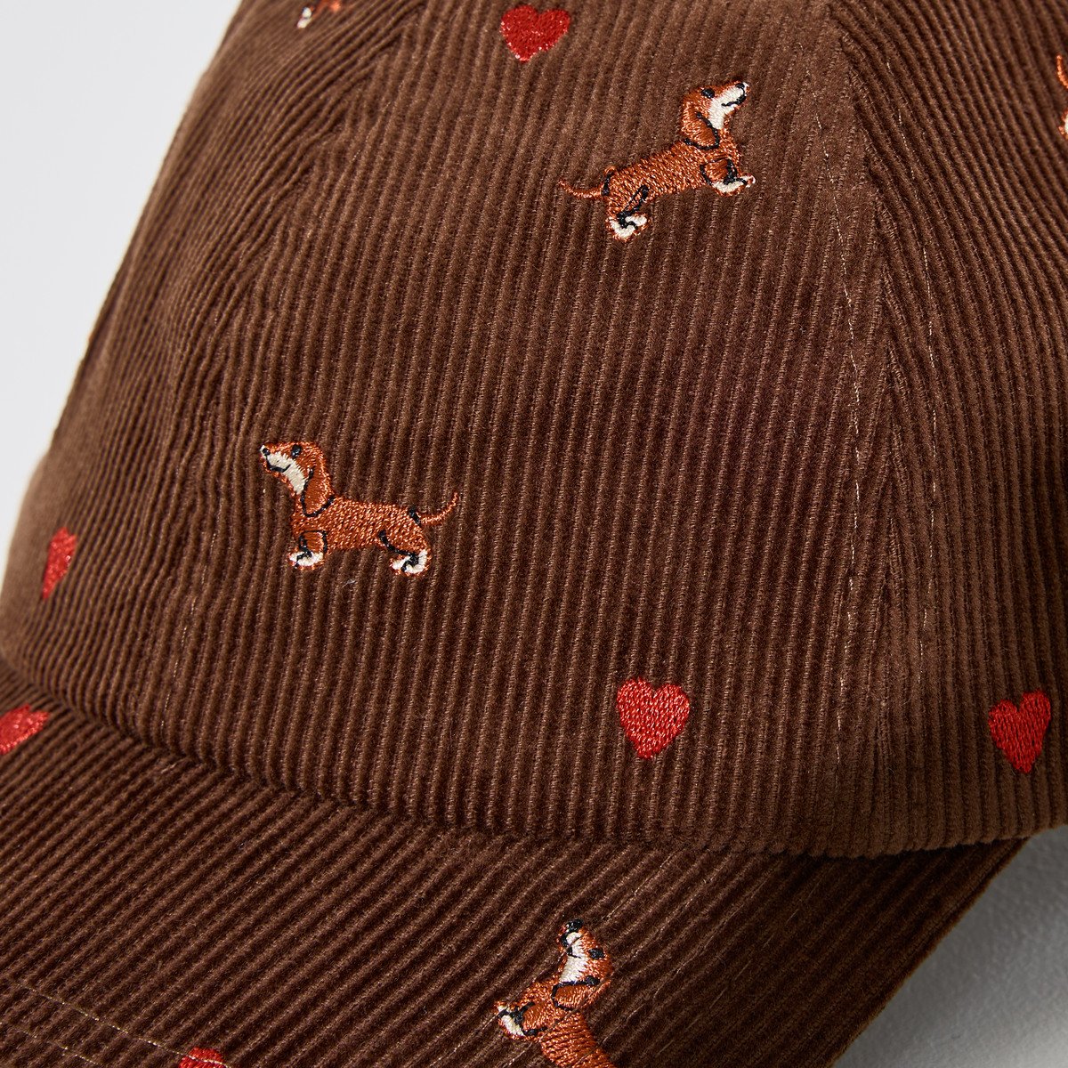 Casquette en velours brodée marron, GRAIN DE MALICE