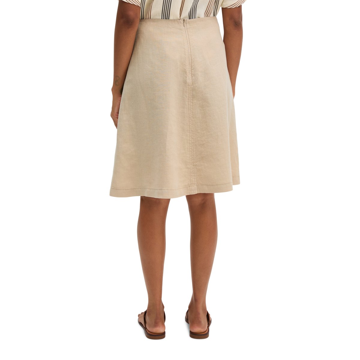 Jupe en lin A-Shape avec fermeture éclair sans couture beige, MARC O'POLO