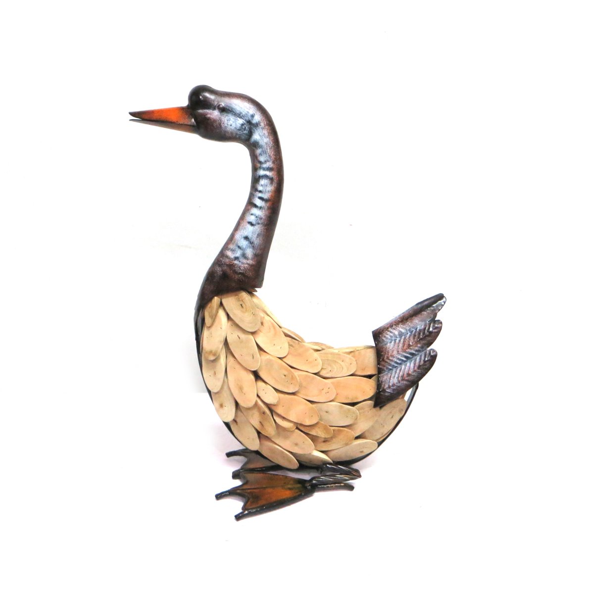 Canard métal et bois 43 cm couleur unique, EDEN