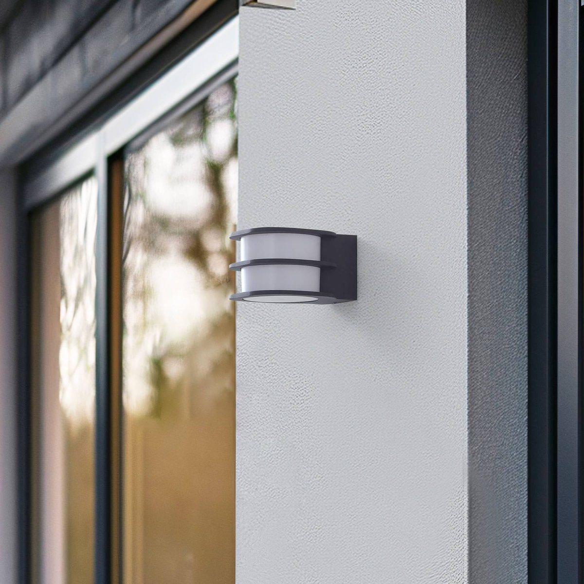 Applique connectée extérieure en aluminiumLED gris foncé, opale, LINDBY