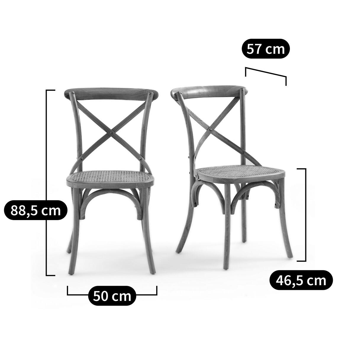 Set of 2 Cedak Oak Cross-Back Chairs oak, LA REDOUTE INTERIEURS