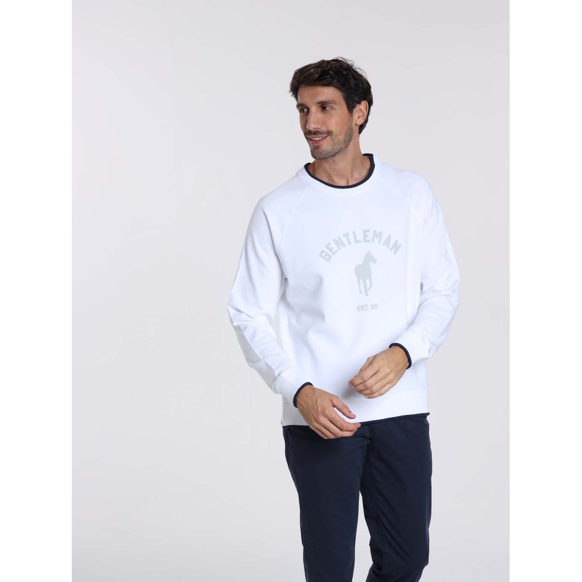 Sweat manches longues coton SENLIS blanc, GENTLEMAN FARMER