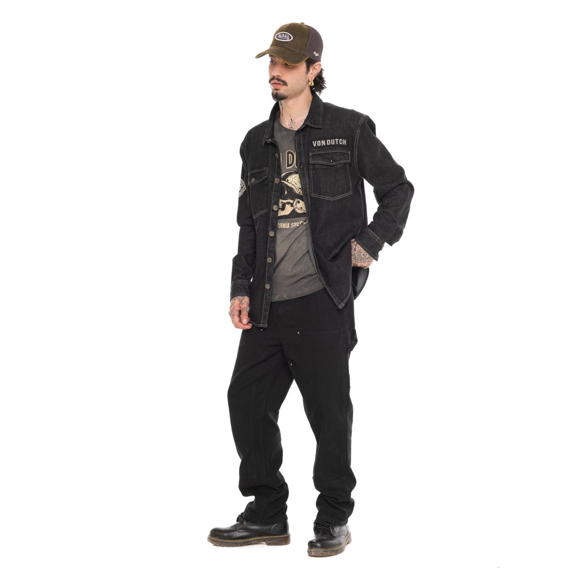 Surchemise coton SCOTT noir/gris, VON DUTCH