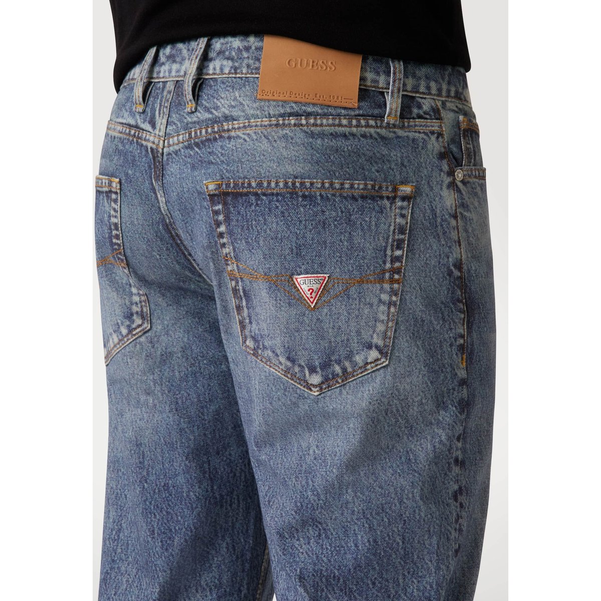Jean Slim Imprimé Angels bleu, GUESS