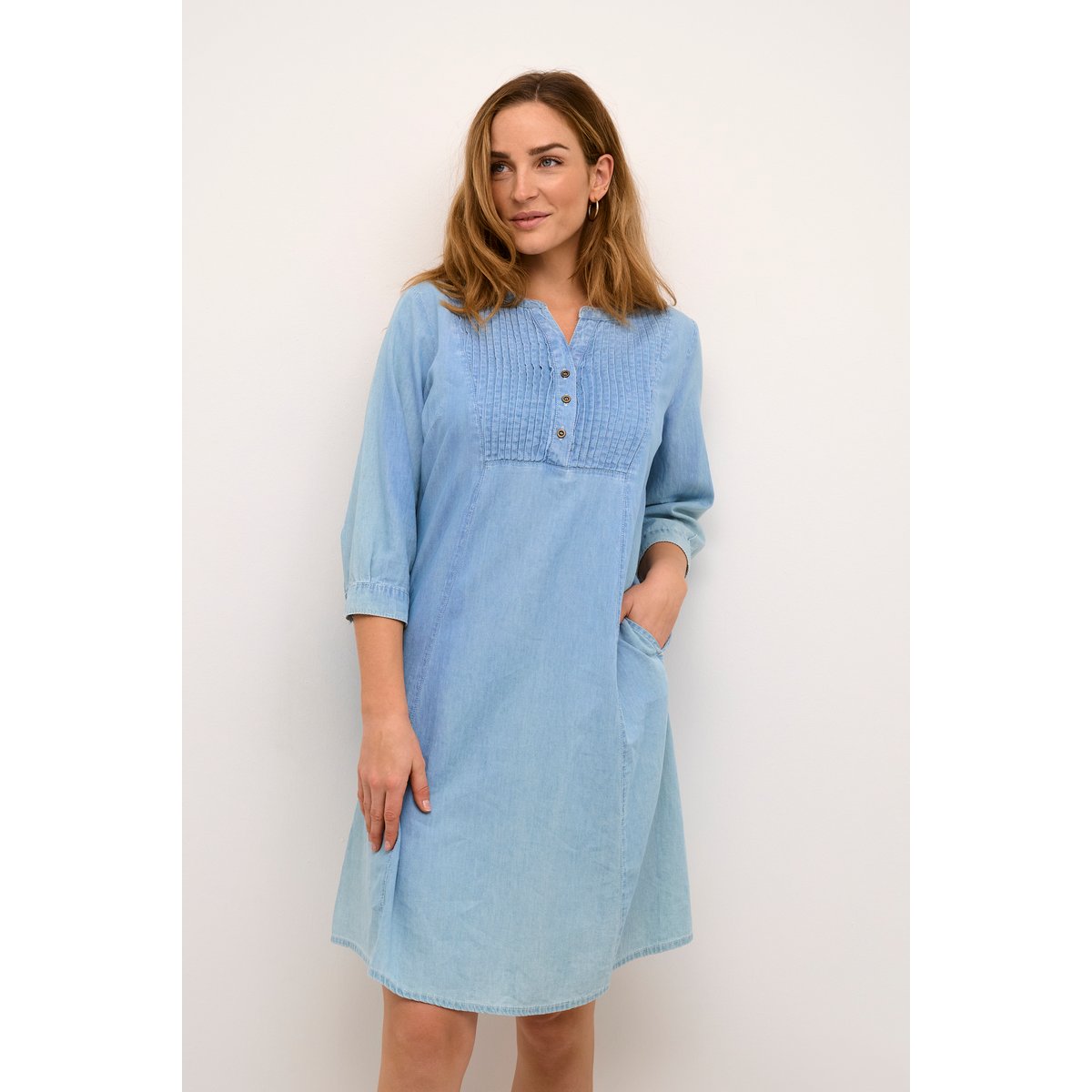 Dress bleu denim texsas blue denim, CREAM
