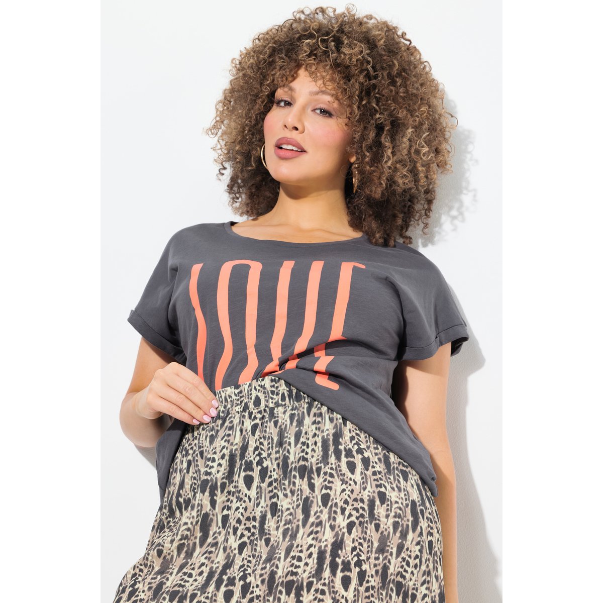 Jupe maxi imprimée. Coutures fantaisie menthe clair, ULLA POPKEN