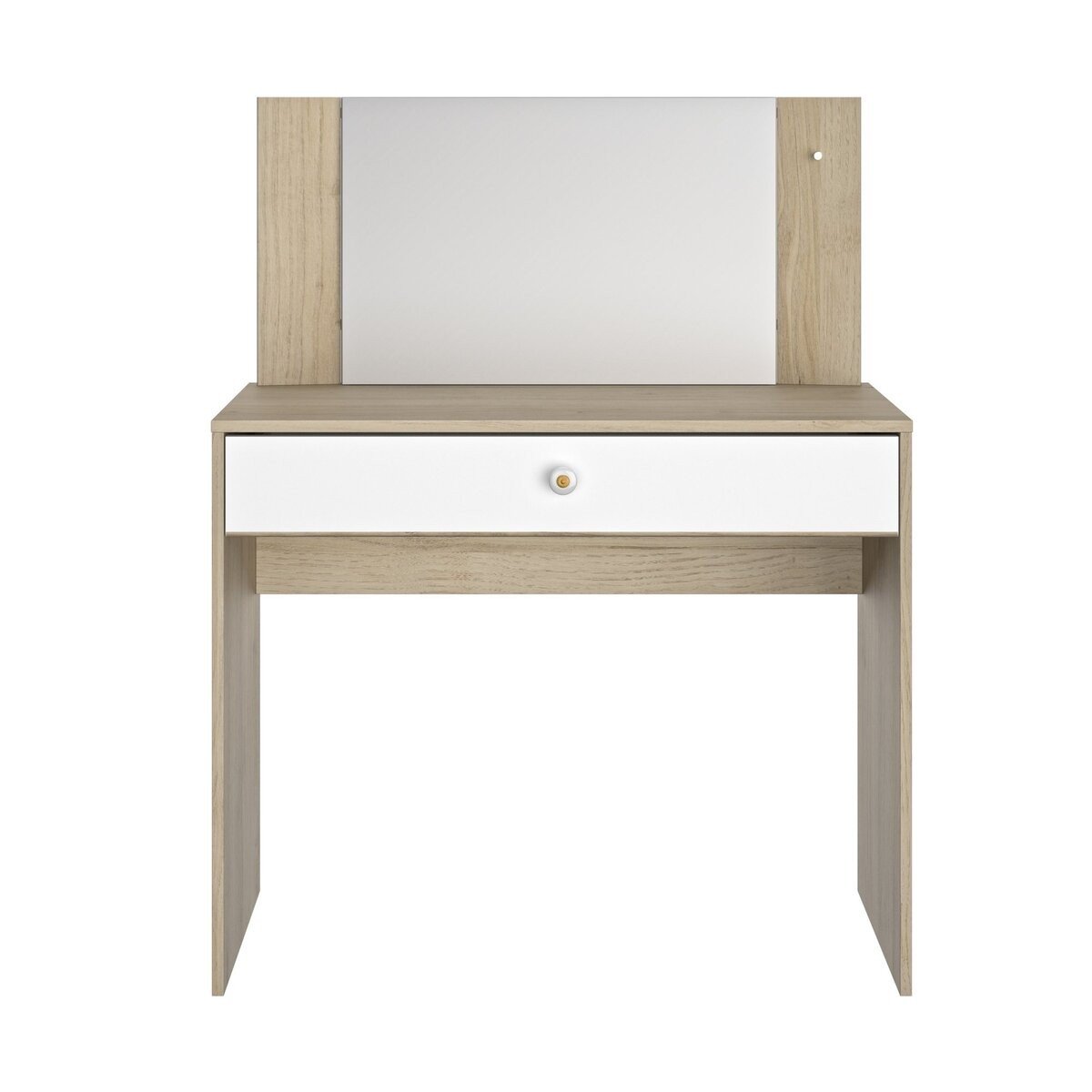 Coiffeuse avec 1 tiroir de rangement L94 cm - MAKEUP blanc/bois, CALICOSY