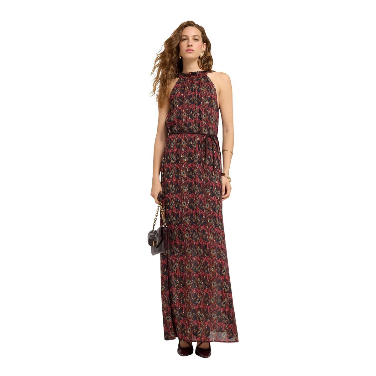 Robe longue imprimée rouge, MOTIVI