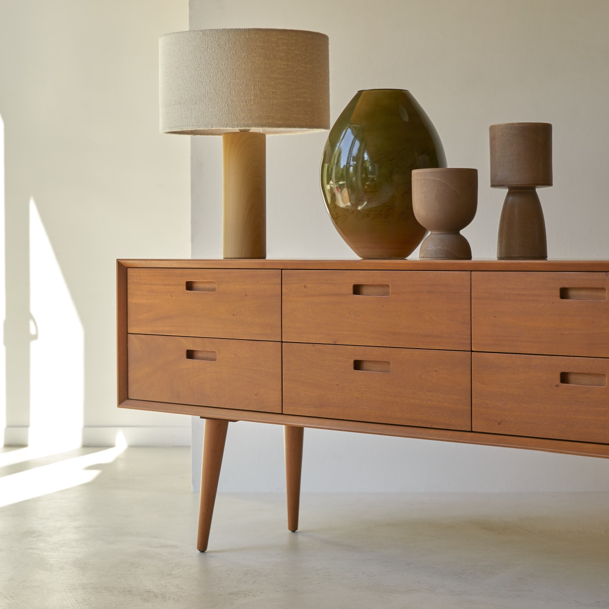 Commode en Acajou massif, MAGDA 50'S naturel, TIKAMOON