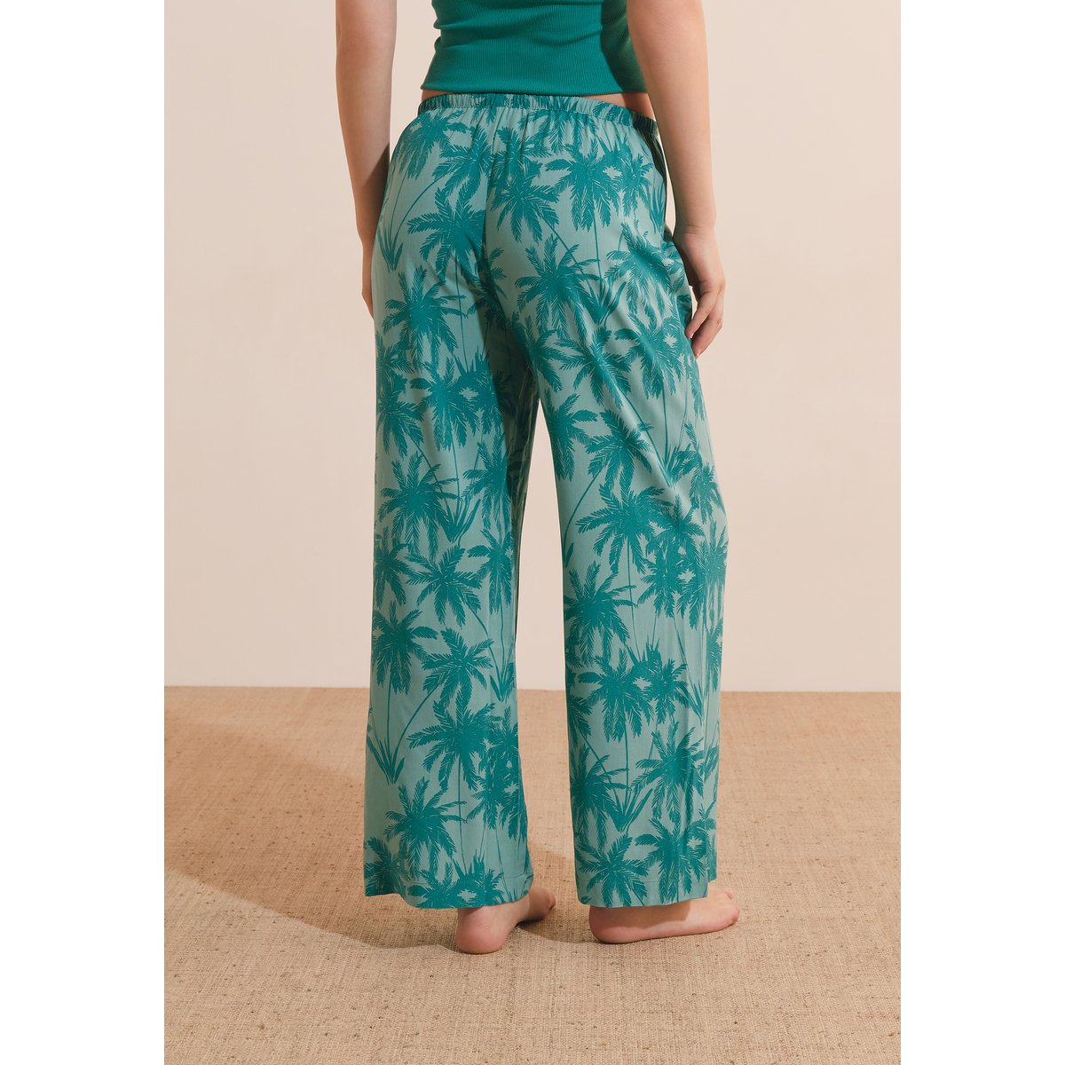 Pantalon de pyjama 7/8 à motifs SOLARIS vert, ETAM