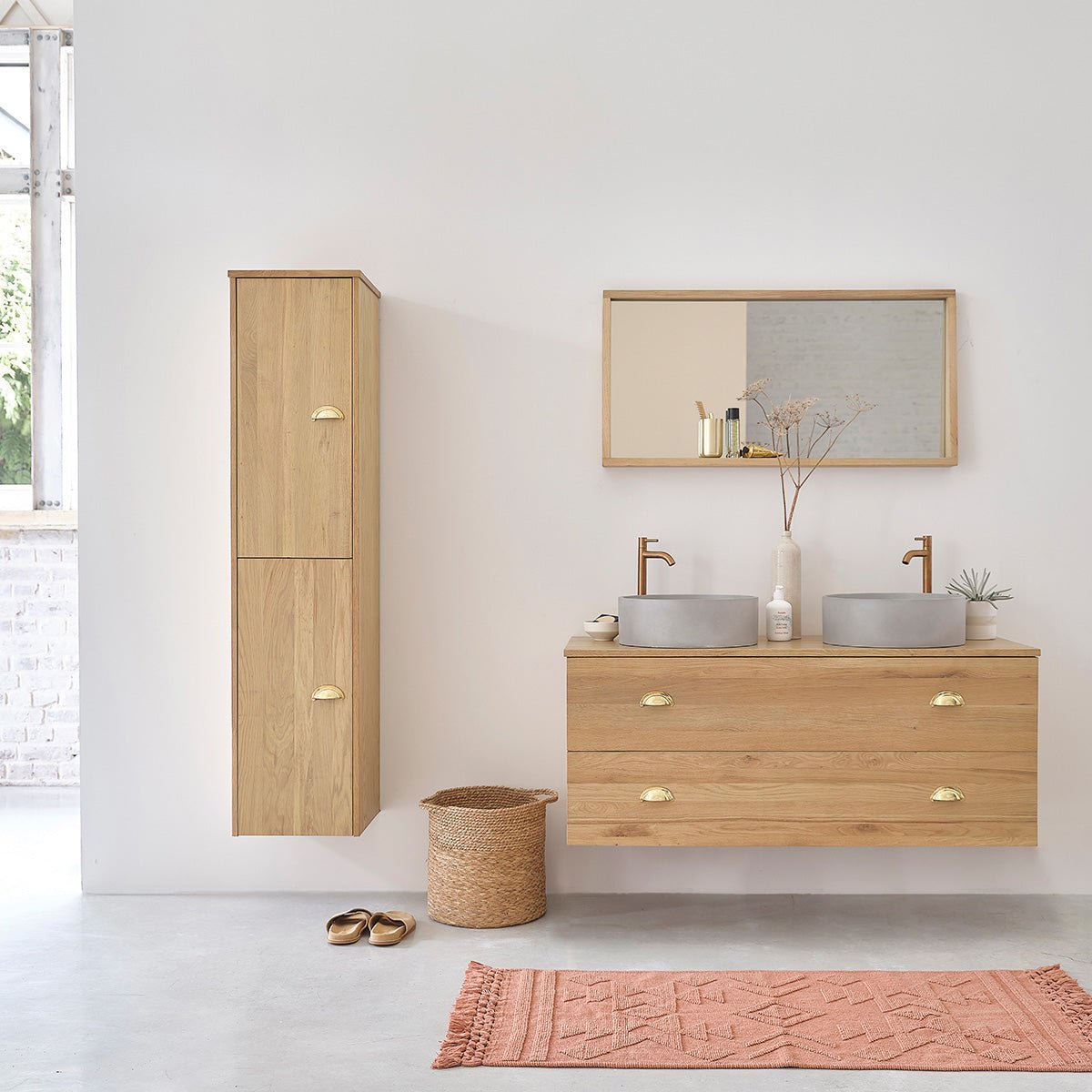 Colonne de salle de bain en chêne MARGAUX naturel, BERAH GETAH