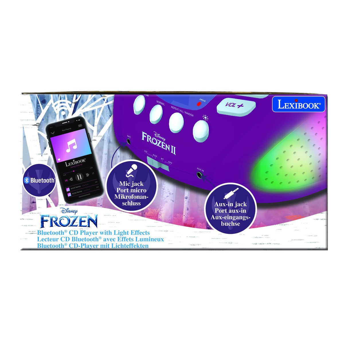 Lecteur CD Bluetooth La Reine des Neiges violet, LEXIBOOK
