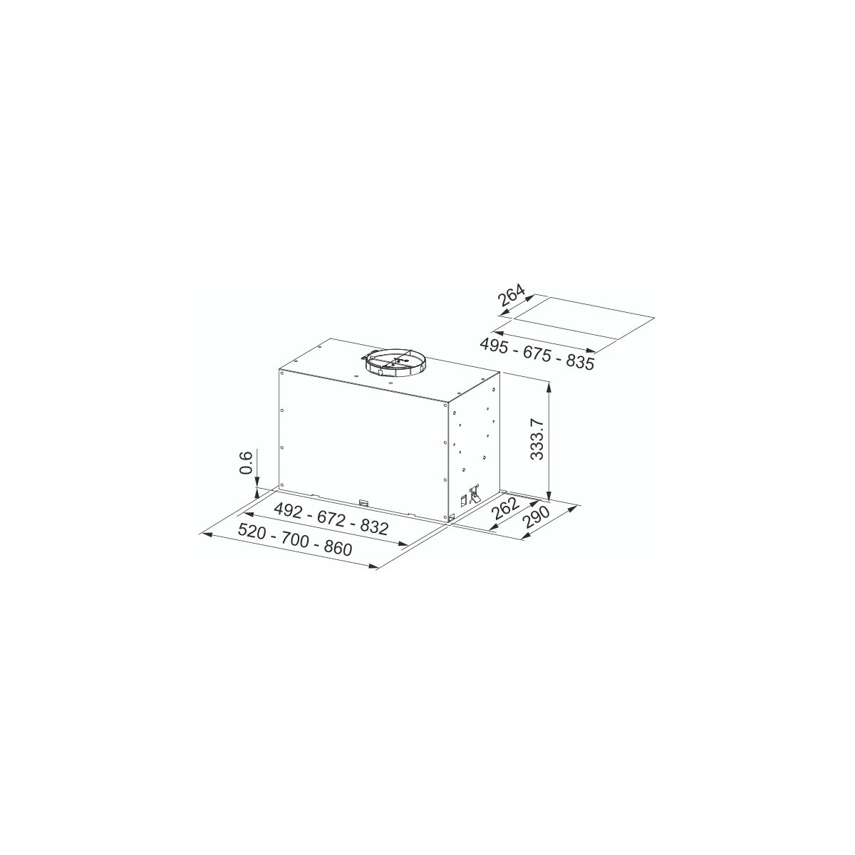 Hotte encastrable BOX PLUS FBFE XS A 52 gris, FRANKE