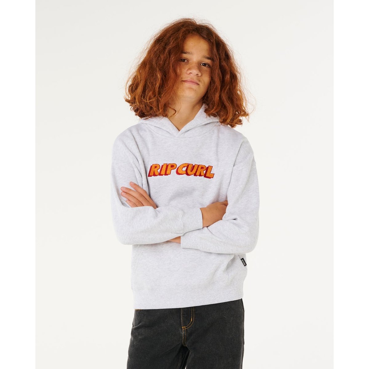 Sweat à capuche Eternal Shred LOGO garçon gris clair chiné, RIP CURL