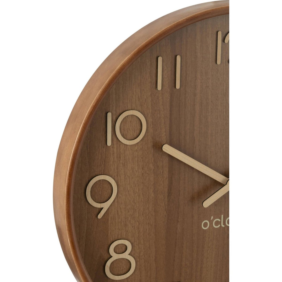 Horloge murale ronde en bois naturel foncé, RECOLLECTION