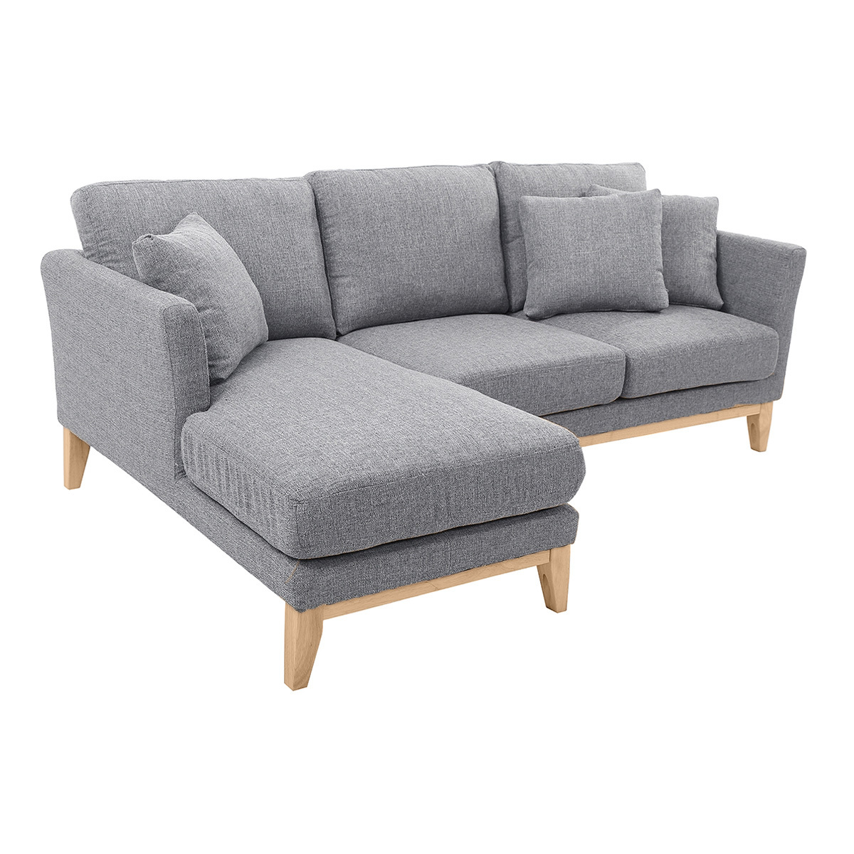 Canapé d'angle gauche scandinave déhoussable 3-4 places OSLO gris clair, MILIBOO