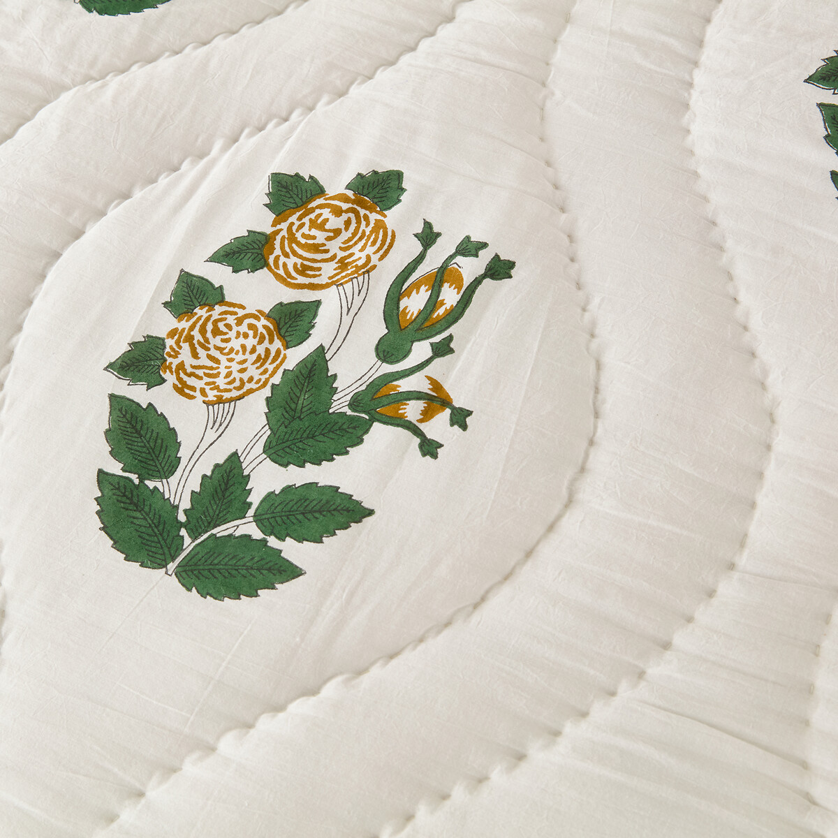 Funda de almohada acolchada, gasa de algodón estampada en bloques, Japali estampado india, LA REDOUTE INTERIEURS
