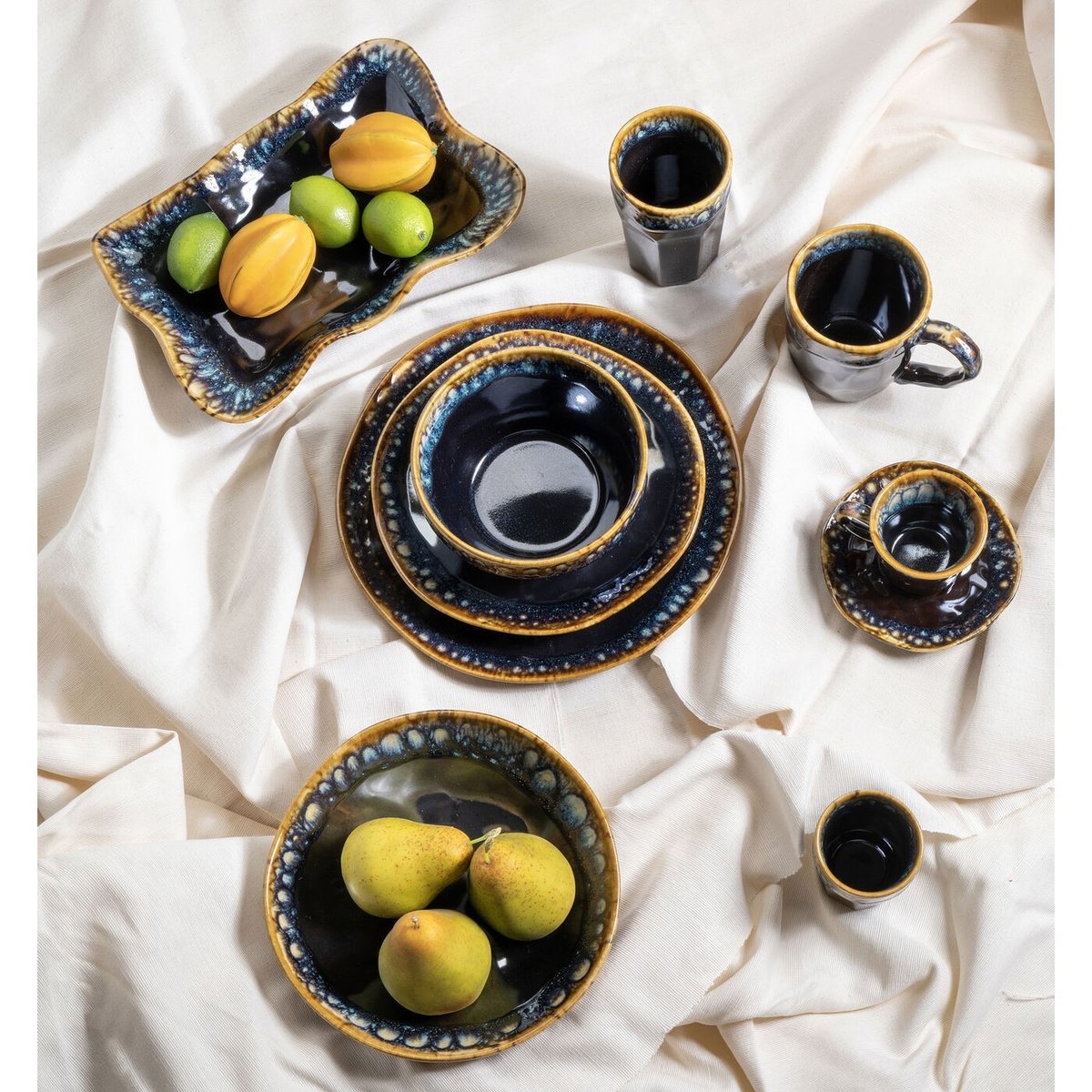 Lot de 4 assiettes creuses, LIO bleu, KARE DESIGN
