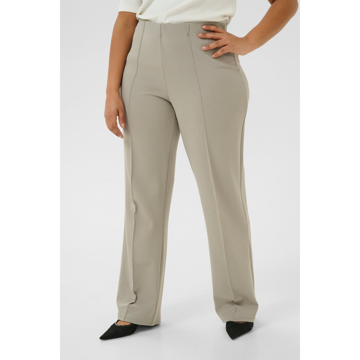 Pantalon casual gris elephant skin, KAFFE CURVE
