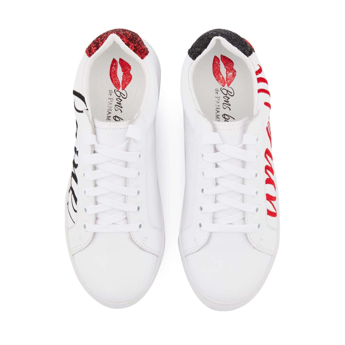 Baskets En Cuir Simone Amour Haine blanc, BONS BAISERS