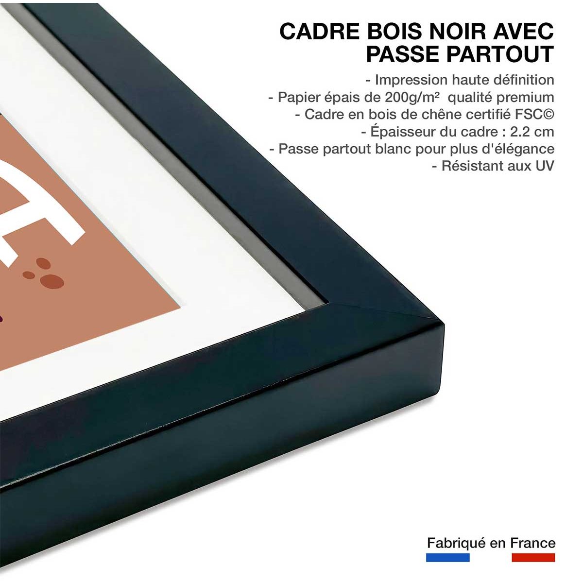 Affiche Voyage à Rome affiche + cadre en bois - noir, HEXOA