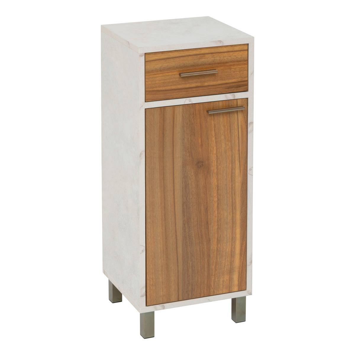 Meuble bas 1 porte et 1 tiroir effet marbre COME marron, 5FIVE SIMPLY SMART
