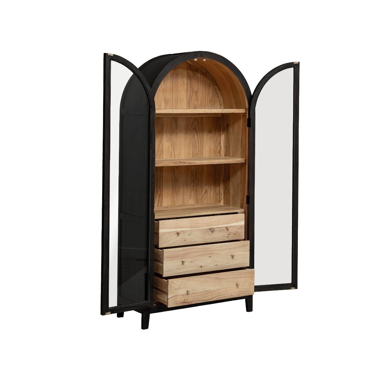 Vitrine en bois d'acacia noire  NÉVEN noir, MADE IN MEUBLES 