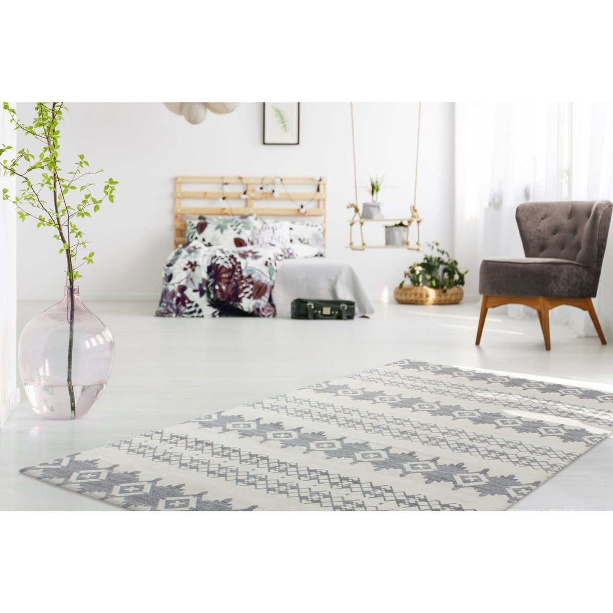 Tapis fait main en laine, MIRAGE gris, blanc, ARTE ESPINA