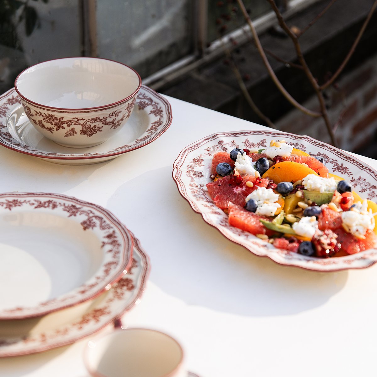 Lot de 4 assiette creuses CYRIL rouge, SP COLLECTION