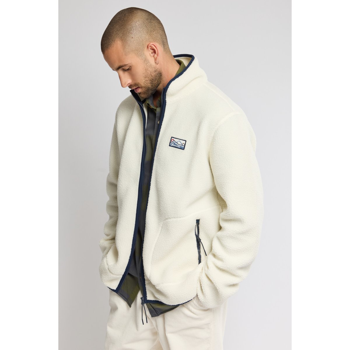 Veste polaire moutonnée PATERSON en polyester recyclé pour homme ecru, BERMUDES