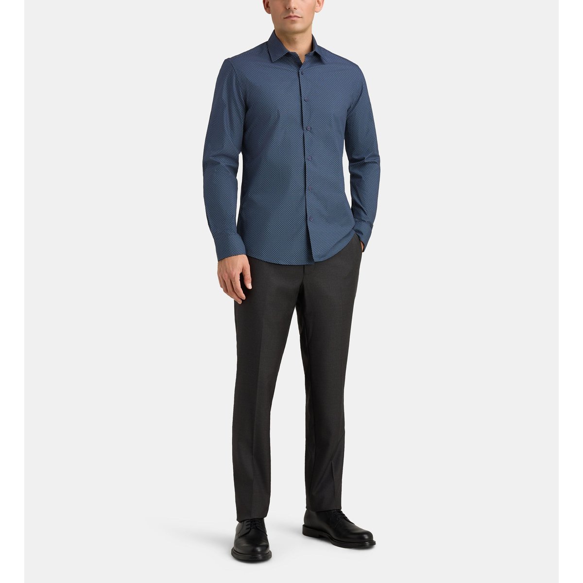 Chemise ajustée mmiro popeline coton bio bleu foncé, GALERIES LAFAYETTE