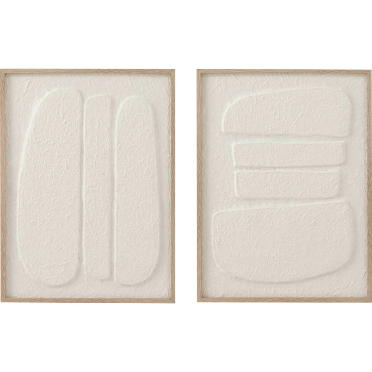 Tableau mural cellules en papier, Lot de 2 blanc et bois clair, RECOLLECTION