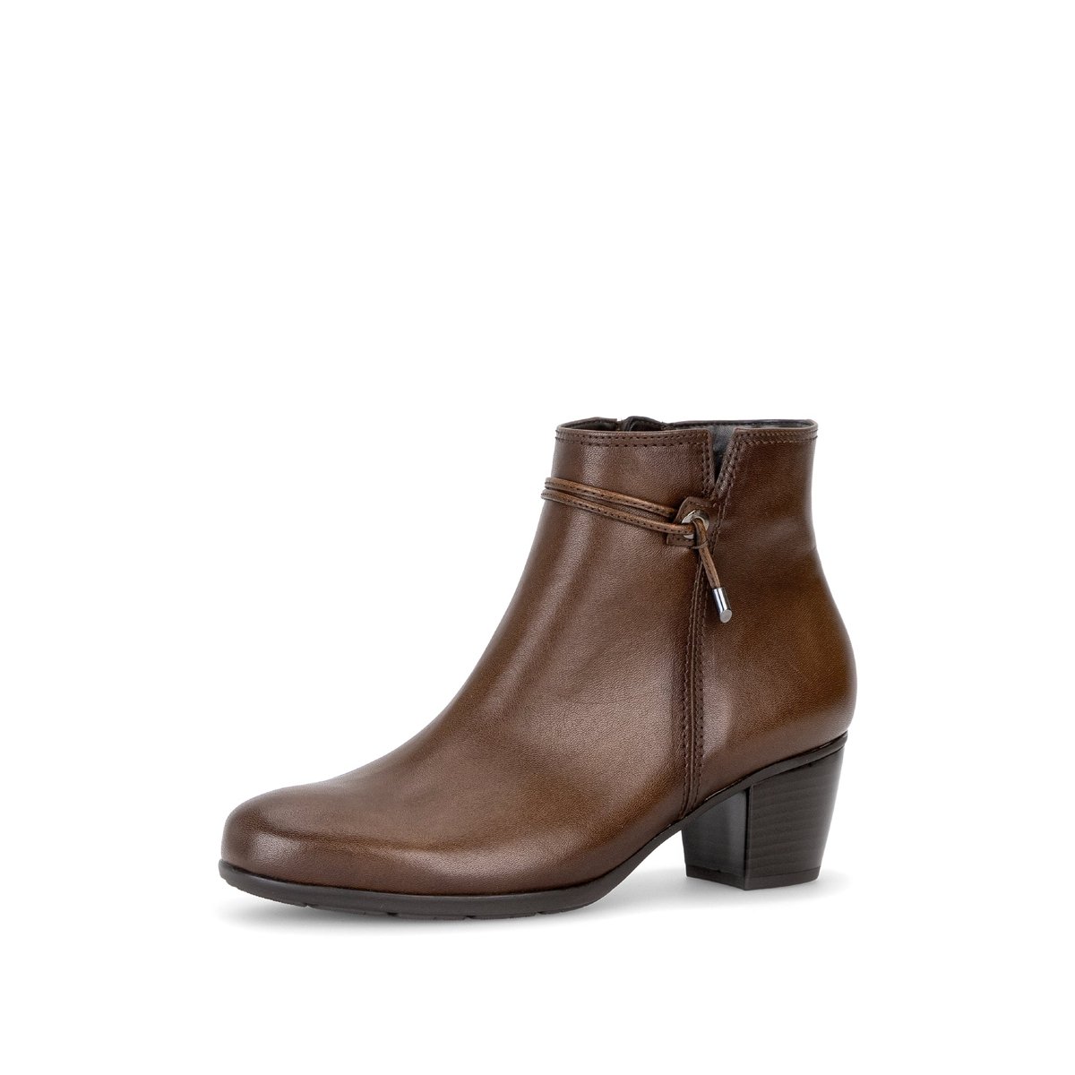 Bottines en cuir lisse à talon décroché cognac, GABOR
