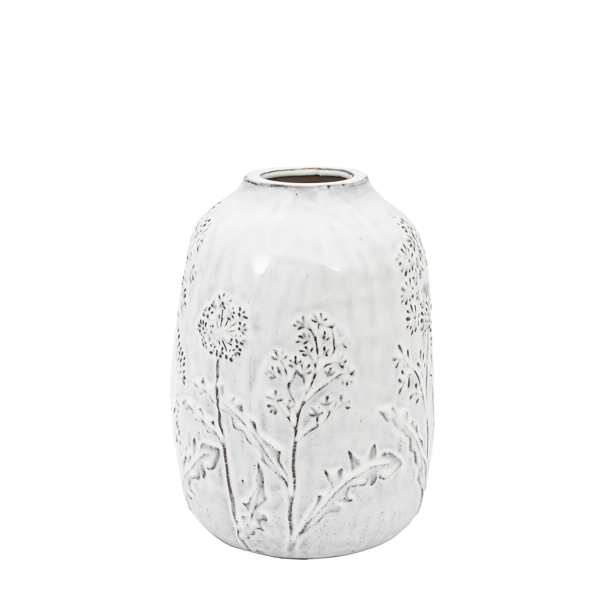 Meadow 25cm Embossed Ceramic Vase grey, ÉDITÉ