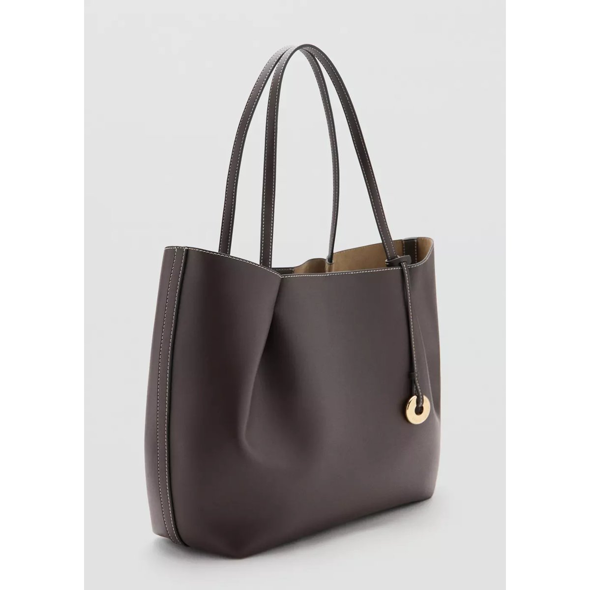 Grand sac cabas chocolat, MANGO